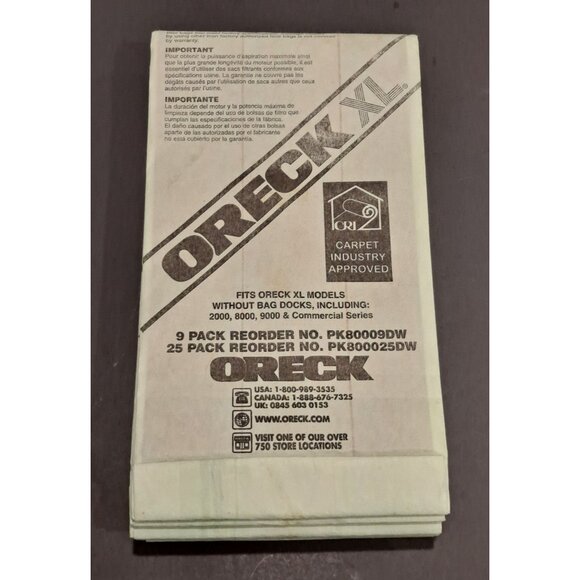 Oreck Vacuum Bags - XL Celoc HypoAllergenic System 9 Bags NEW - Picture 1 of 6